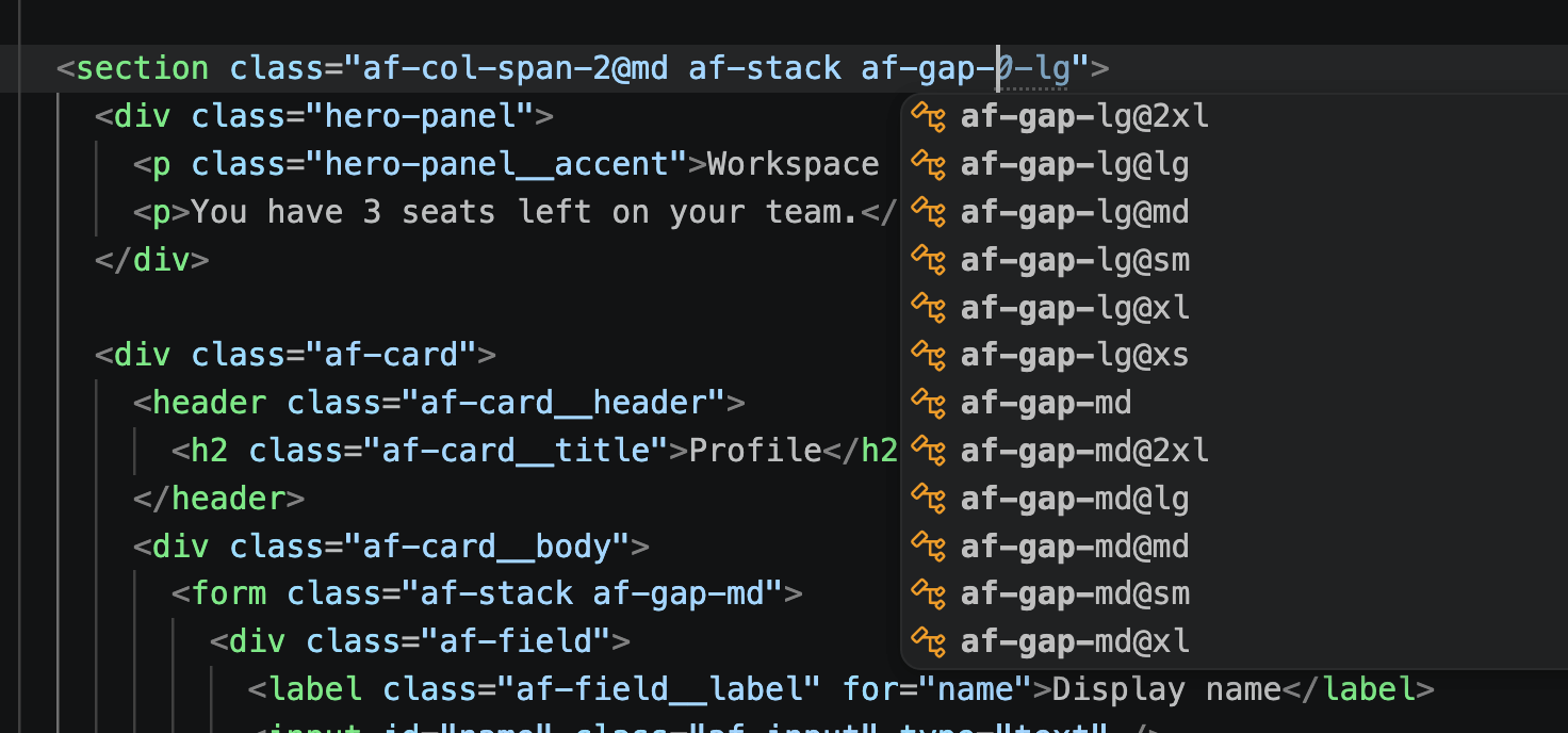 Airframe IntelliSense demo